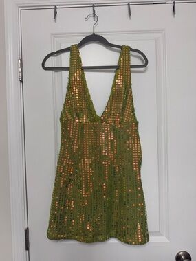 Princess Polly Olive Green Sequin Knit Tank